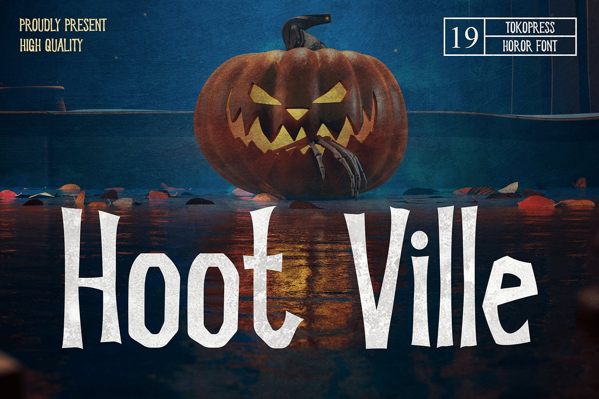 Hoot Ville – Spooky Font, a Sans Serif Font by TokoPress (Photo 1 of 10)