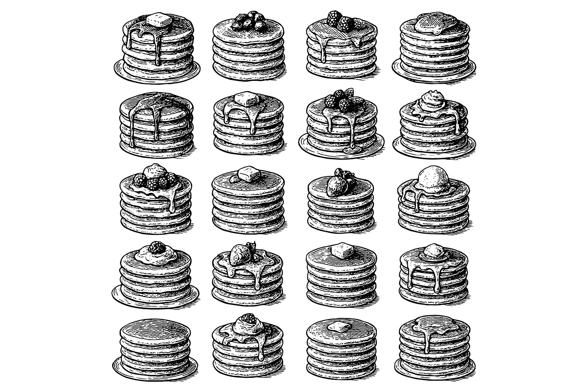 Pancake Illustration Vector Set, an Object Graphic by nikagraphic