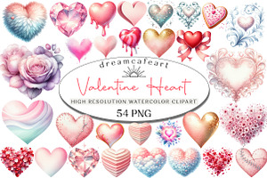 Watercolor Valentine Heart Clipart, an Illustration by DreamCafeArt