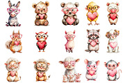 valentine animals clipart, an Illustration by DreamArtGraphic (Thumbnail 3 of 3)