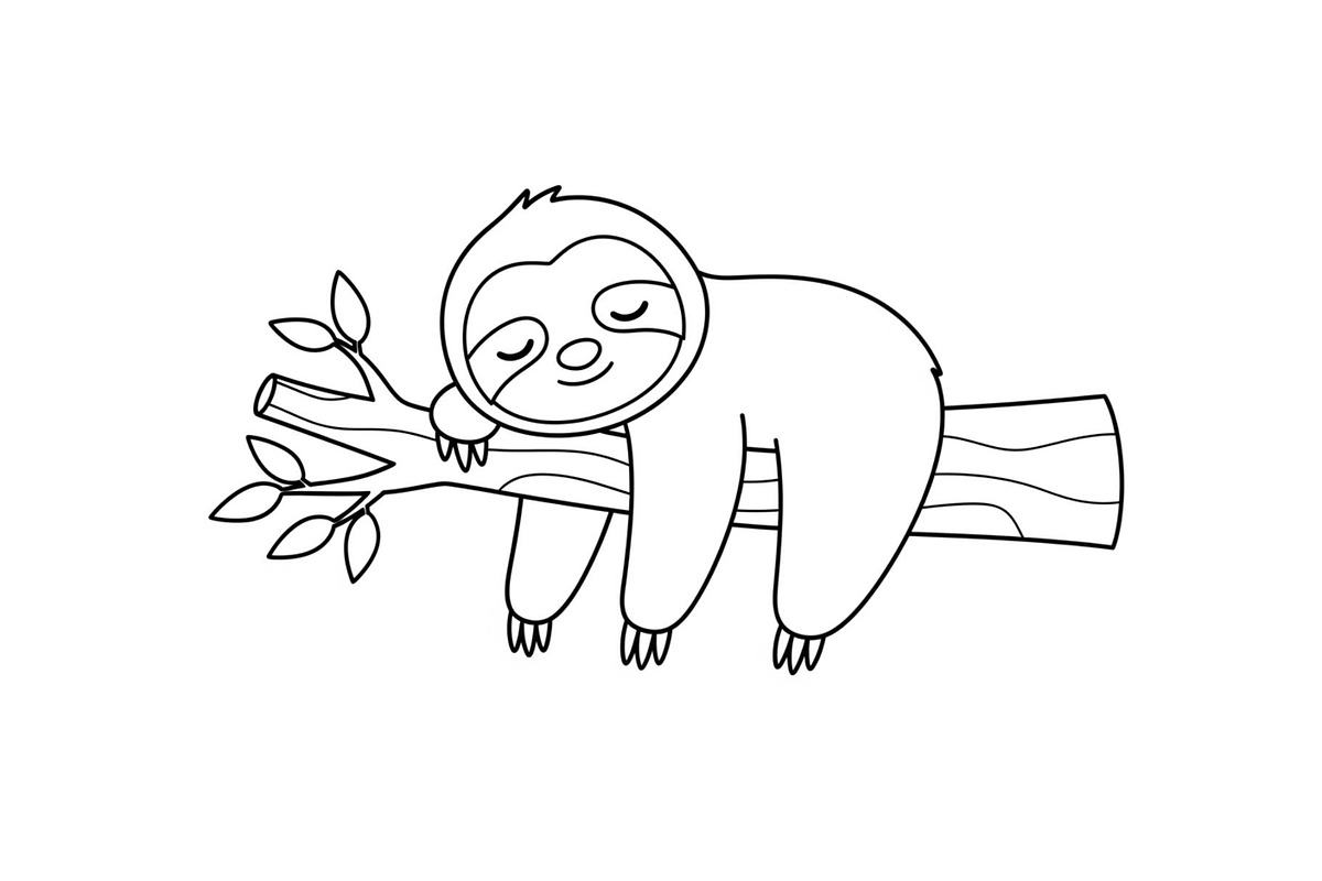 Cute Sloth Line Art Bundle, an Illustration by musafir_fashion (Photo 19 of 51)