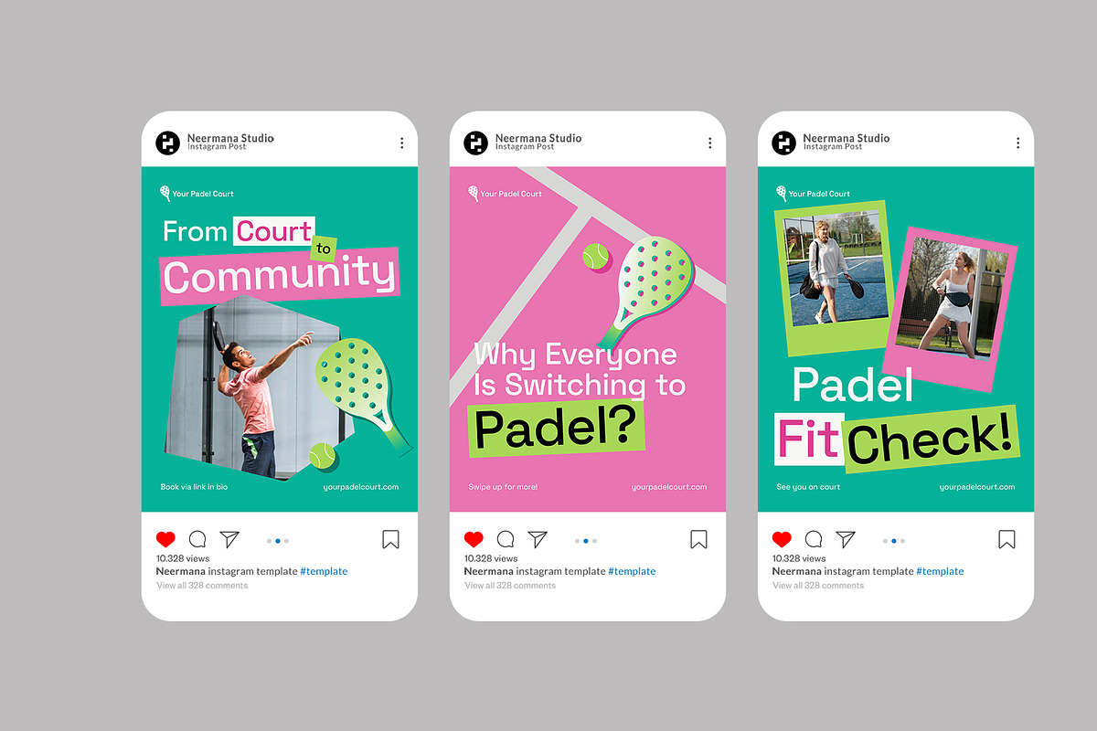 Teal Pink Padel Court Instagram Post, a Social Media Template by Neermana (Photo 2 of 4)