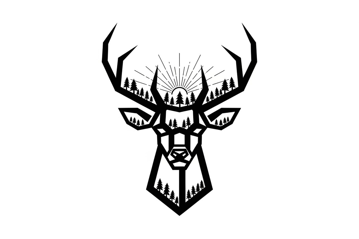 Artistic Geometric Deer Head Bundle, an Illustration by yasushie (Photo 23 of 31)
