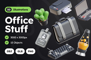 Office Stuff 3D Icons, an Object 3D Model by Rakata Studio
