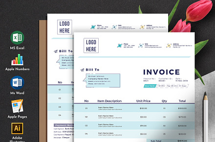 Invoice Template Excel Word Pages