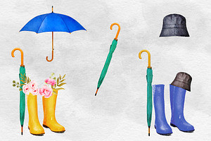 Watercolor Rain Boots Clipart