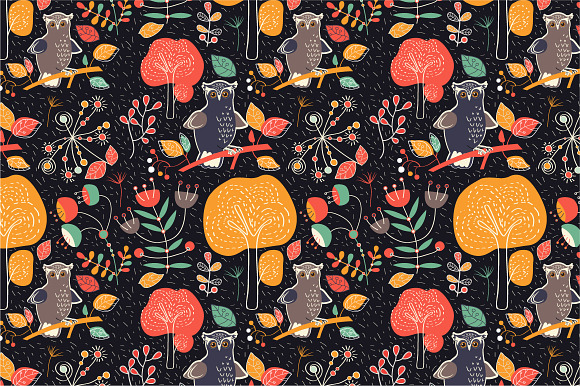 Seamless Pattern Owls