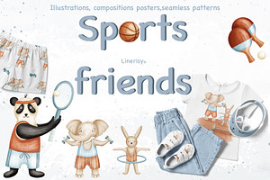 Sports friends. Animal collection