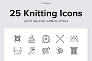 Knitting Line Icons, an Outline Icon by Nadiinko (Thumbnail 1 of 2)
