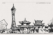 Hand-Drawn China Skylines, a Work Illustration by TheMountBirdStudio (Thumbnail 3 of 8)