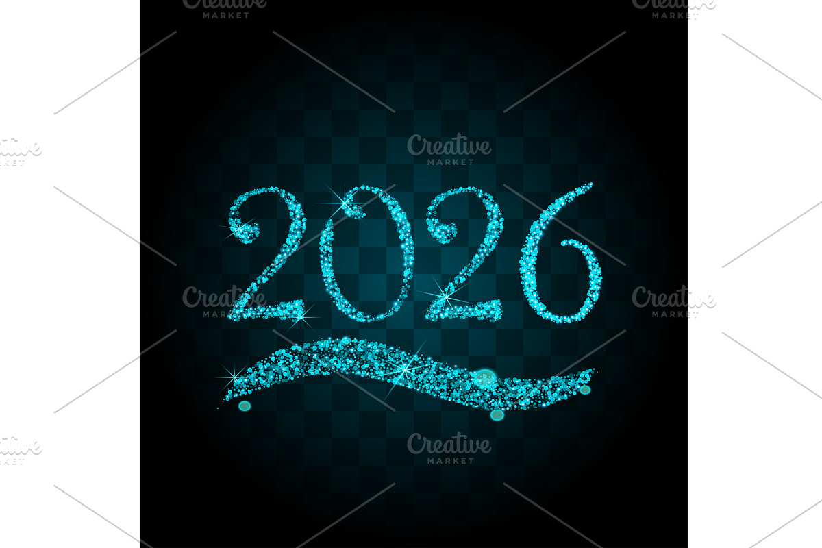 Blue particles wave in form of 2026, an Illustration by piter.goskov
