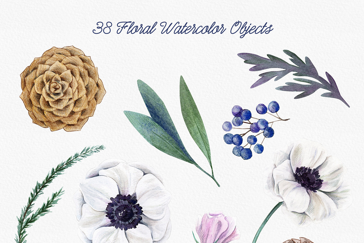 Winter wedding watercolor flowers, an Object Graphic by JSolomatina (Photo 8 of 10)