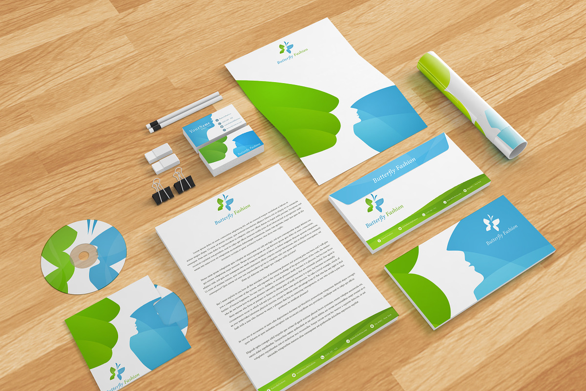 Butterfly Fashion Brand Template, a Stationery Template by MusiqueDesigns (Photo 3 of 5)