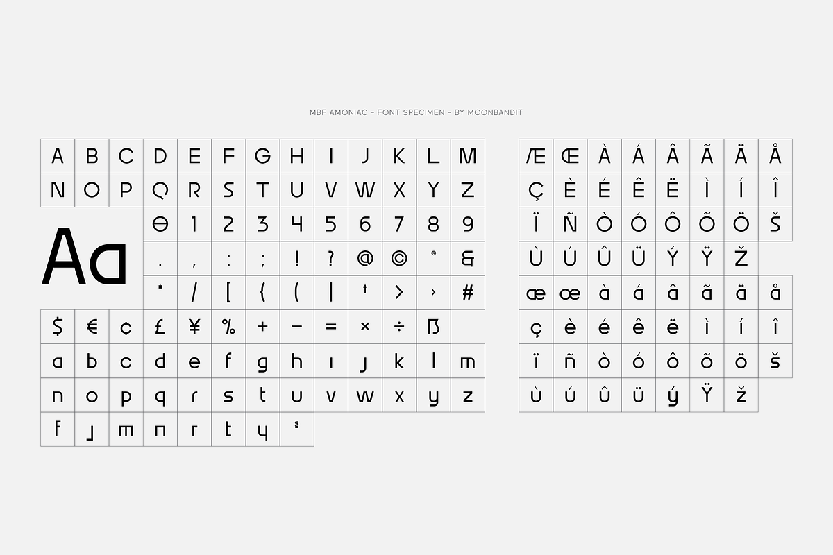 MBF Amoniac - future geometric font, a Sans Serif Font by MoonBandit (Photo 8 of 8)