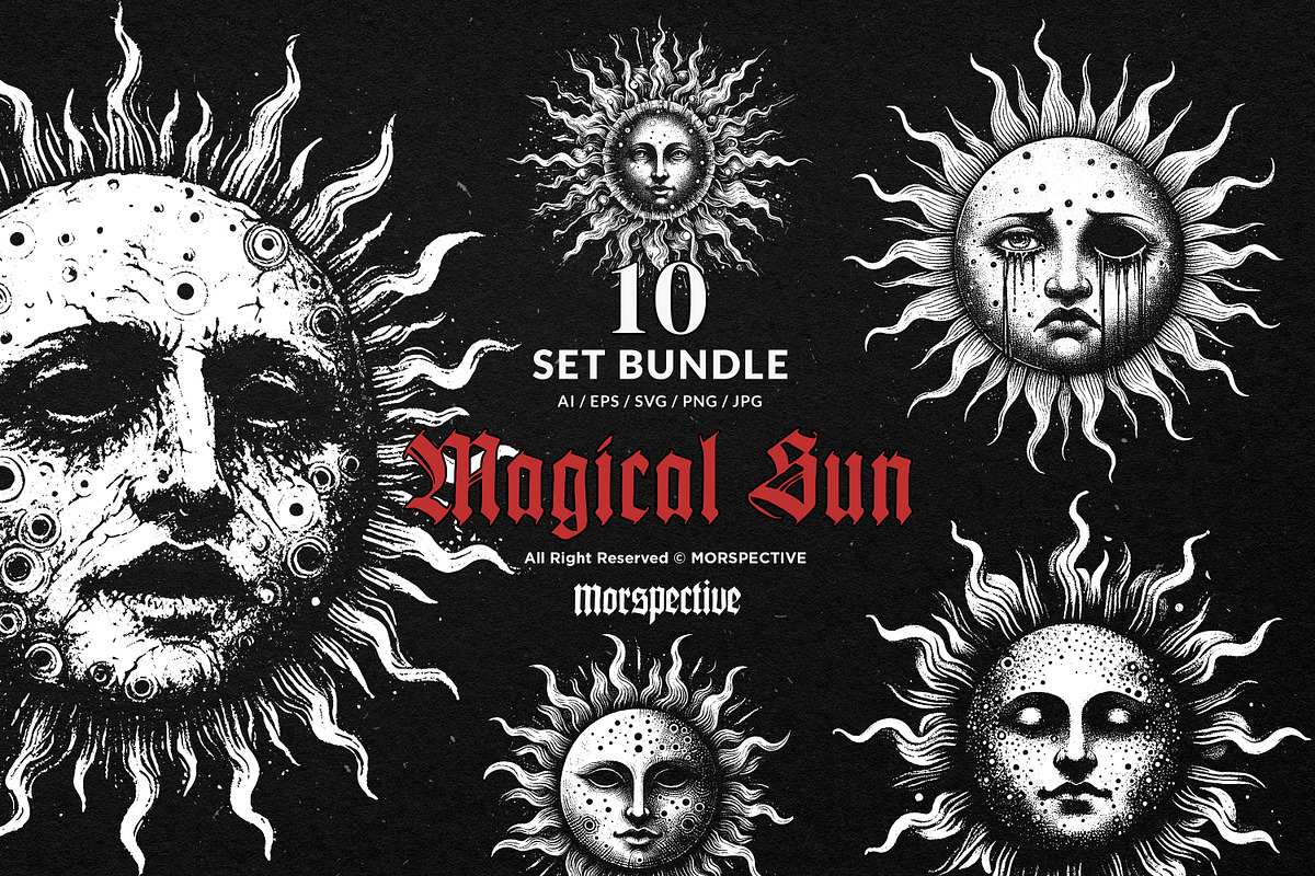 10 Bundle Dark Art Magical Sun Solar, an Illustration by Morspective (Photo 1 of 7)