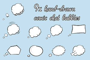 Set of hand drawn chat bubbles