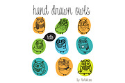 hand drawn owls, a Decorative Illustration by totokumi (Thumbnail 1 of 3)