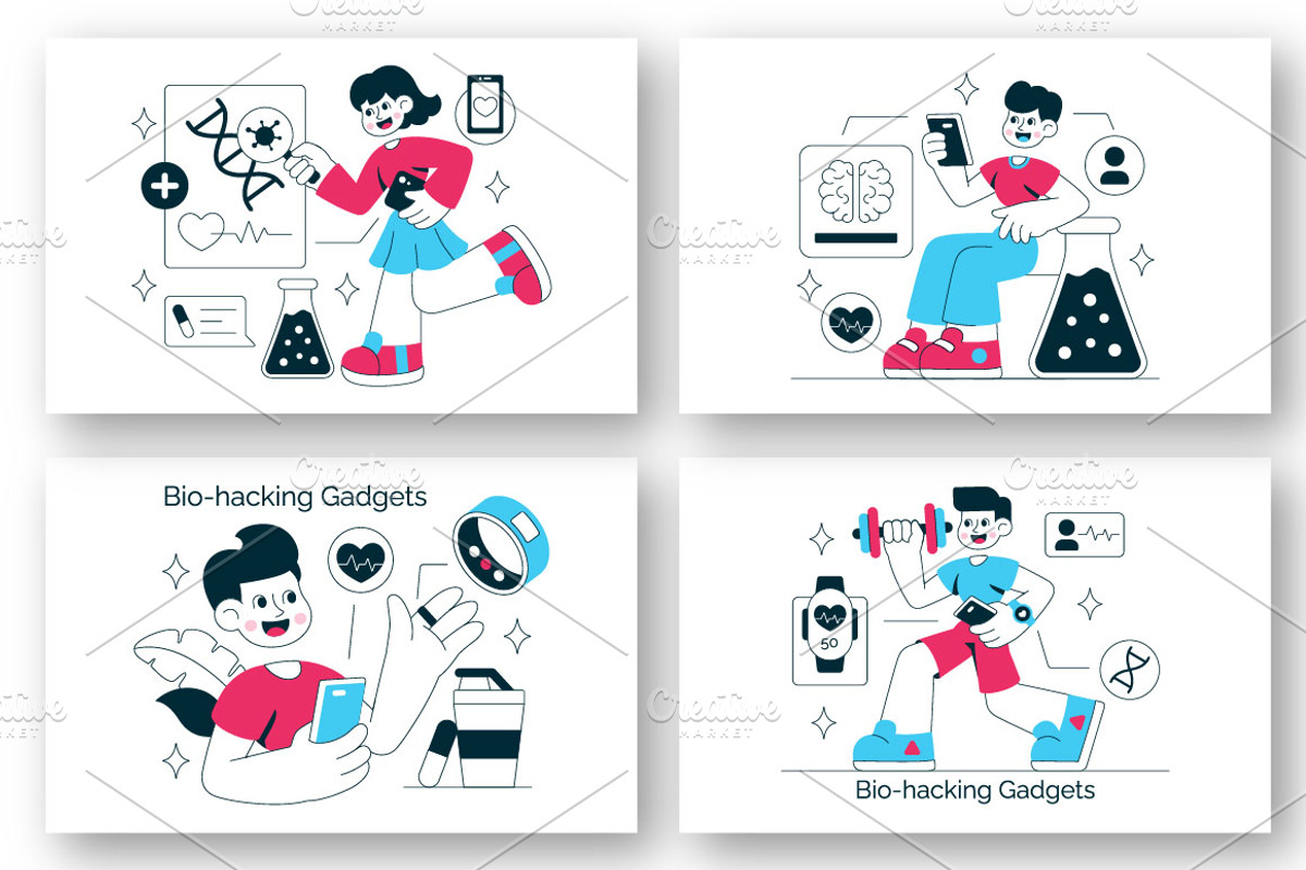 10 Bio Hacking Gadgets Illustration, a Technology Illustration by denayunebgt (Photo 2 of 4)