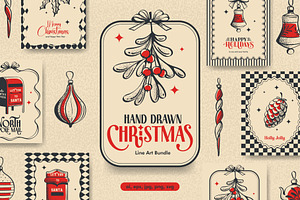 Hand Drawn Christmas Line Art Bundle