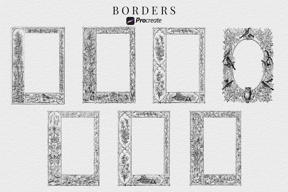 Procreate Vintage Nature Borders, a Brush Add-On by AW Studios (Photo 4 of 9)