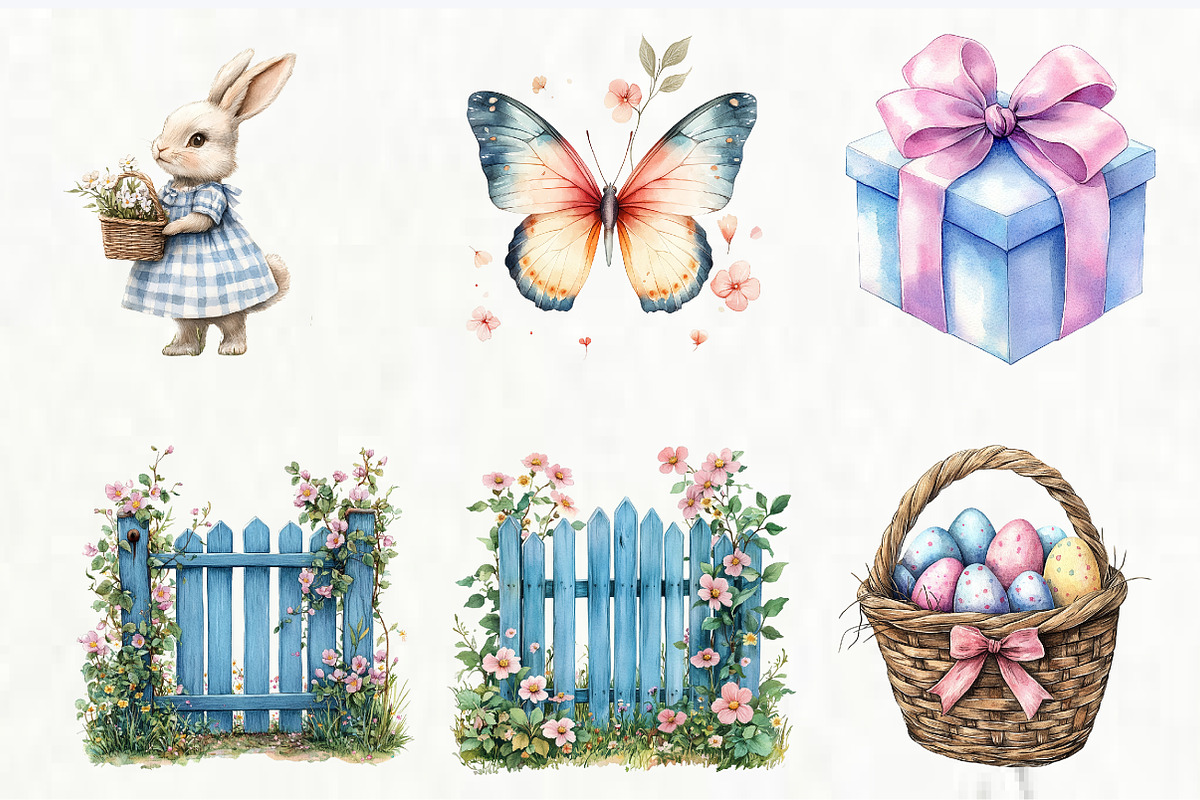 Easter Clipart Spring Bunnies, an Illustration by Watercolor design (Photo 7 of 8)