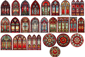 Red Stained Glass Windows Clipart