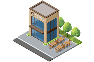 European street cafe facade, an Object Illustration by Golden Sikorka