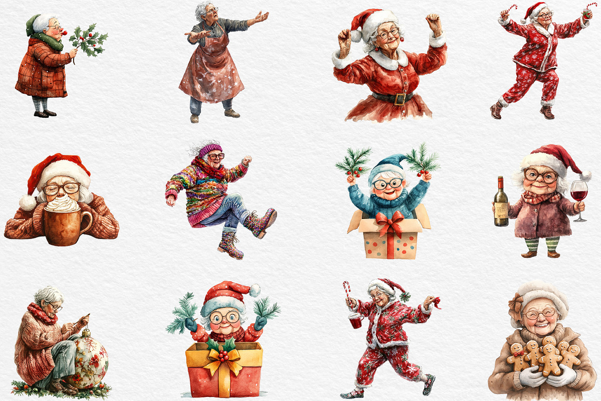 Funny Old Lady Christmas Sublimation, an Illustration by Black Bird Studio (Photo 2 of 4)