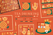 Tea Drinking Collection, an Object Illustration by Renberrry.Store (Thumbnail 1 of 13)