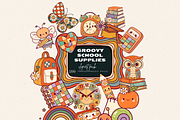 RETRO GROOVY BACK TO SCHOOL CLIPART, an Object Illustration by Daring Digies (Thumbnail 1 of 11)