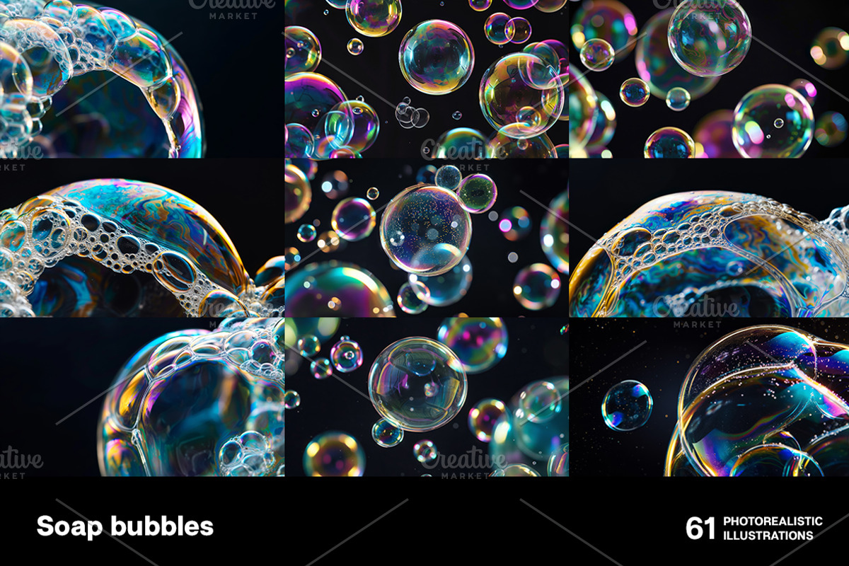 Soap bubbles. 61 images, an Abstract Photo by Handmadefont (Photo 4 of 13)