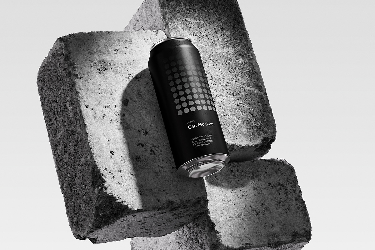 500ml Can Mockup | Brick Scene, a Packaging Mockup by AY Mock-Ups (Photo 1 of 9)