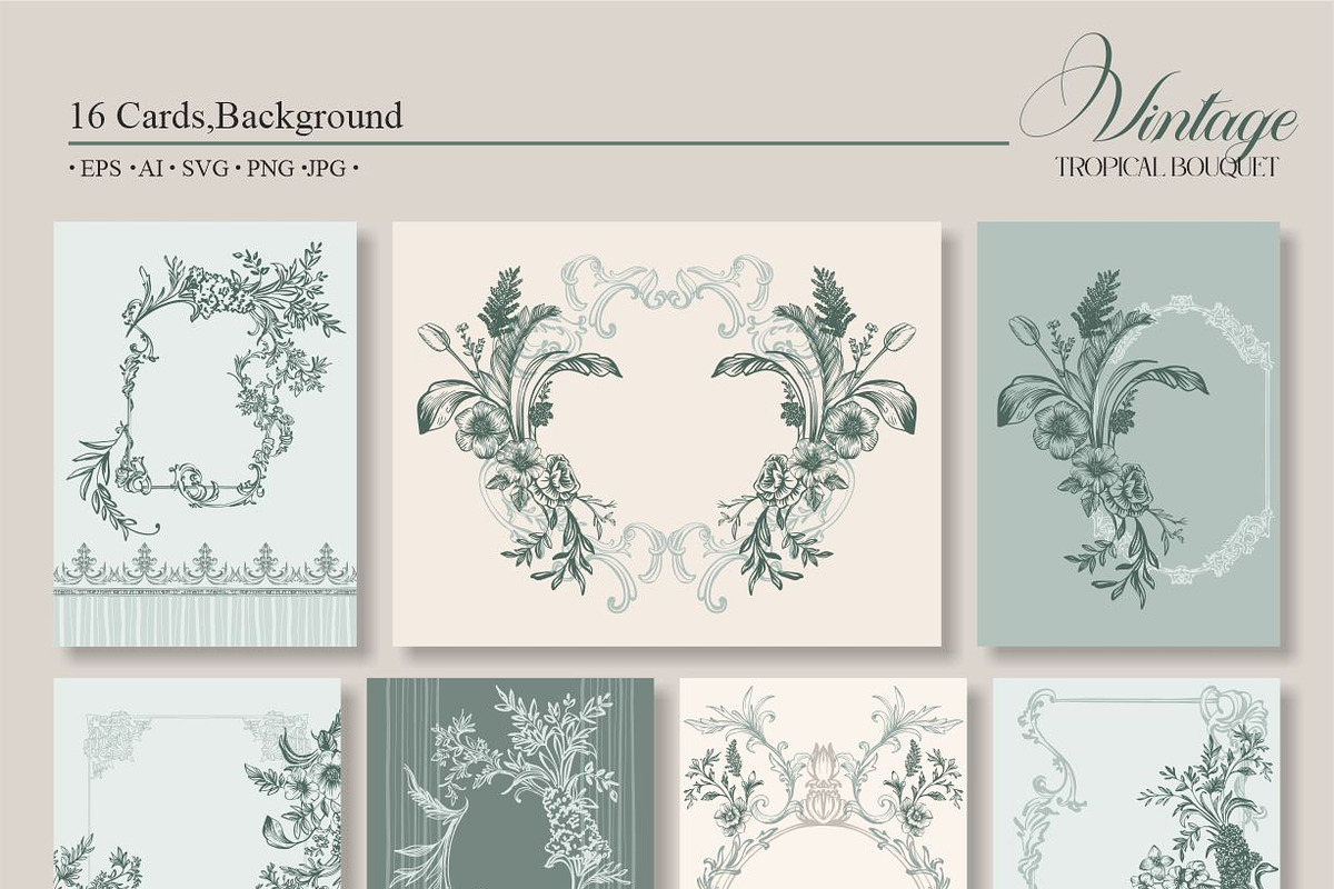 Vintage Tropical Bouquet, a Pattern Graphic by Collection by VY (Photo 2 of 11)