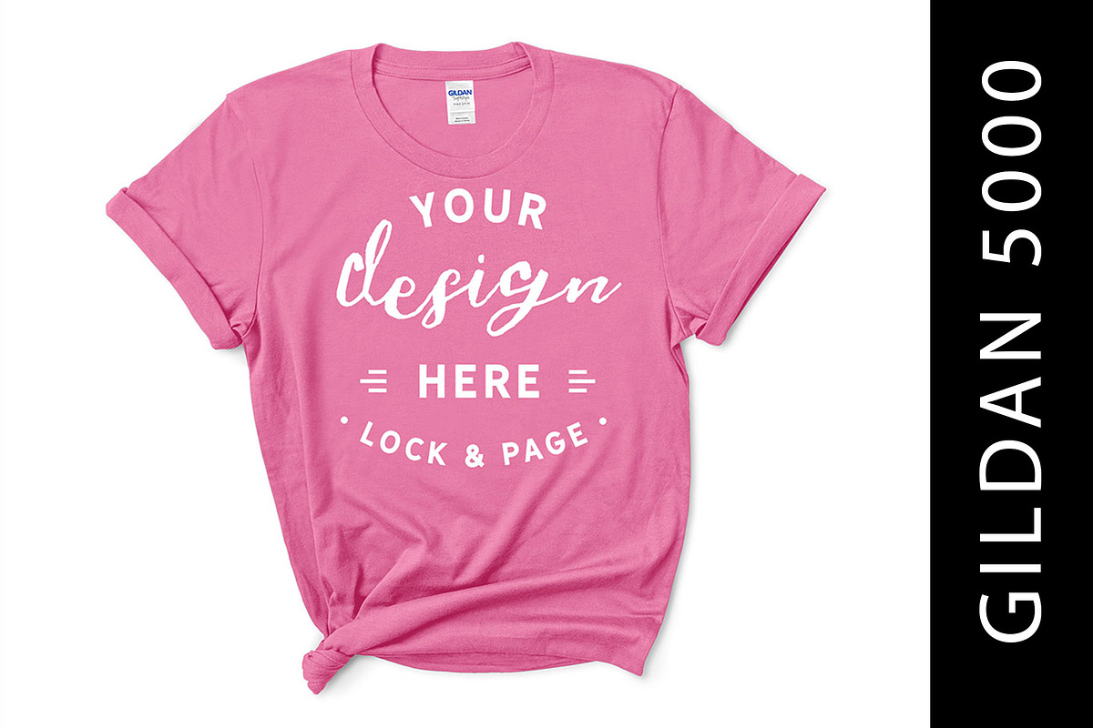 Female Gildan 5000 Mockup Bundle, a Shirt Mockup by lock and page (Photo 8 of 15)