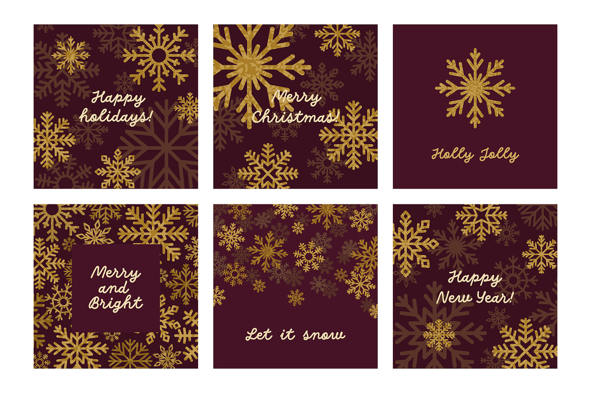 Christmas cards with snow flakes set, a Decorative Illustration by Good Studio (Photo 2 of 14)
