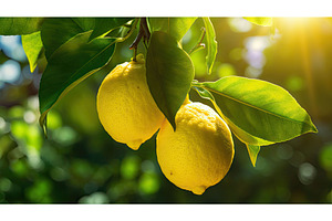 tree two lemon yellow ai generated, a Food & Drink Photo by pikepicture