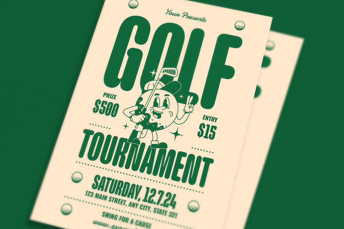 Retro Trendy Golf Tournament Flyer, a Flyer Template by Guuver (Photo 2 of 3)