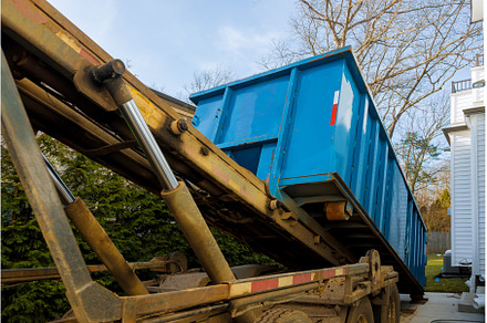 Unloading empty dumpster residential, an Architecture Photo by Ungvar Studio