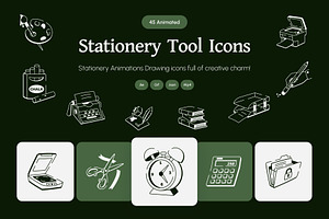 Animated Stationery Tools Drawing, an Outline Icon by Vectors Market