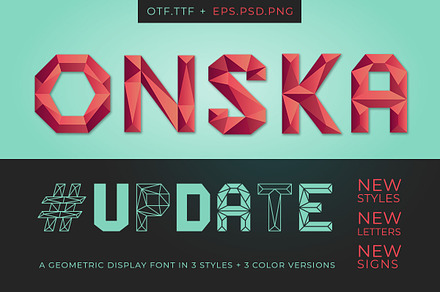 Onska - A Polygonal Display Font, a Font by nordicworker