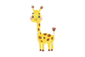 Giraffe as Kids Doodle Simple Hand, an Illustration by TopVectors