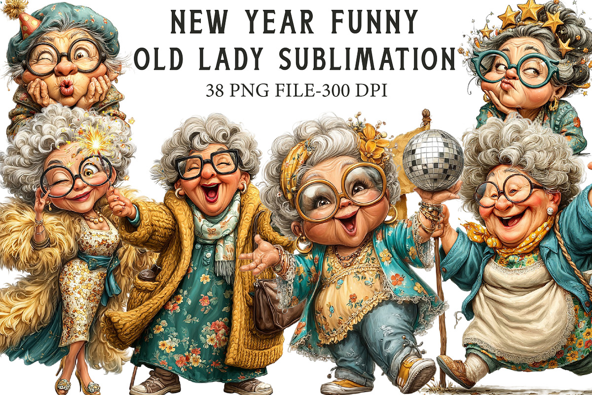 New year Funny Old Lady Sublimation, an Icon by Libby Wishes (Photo 1 of 7)