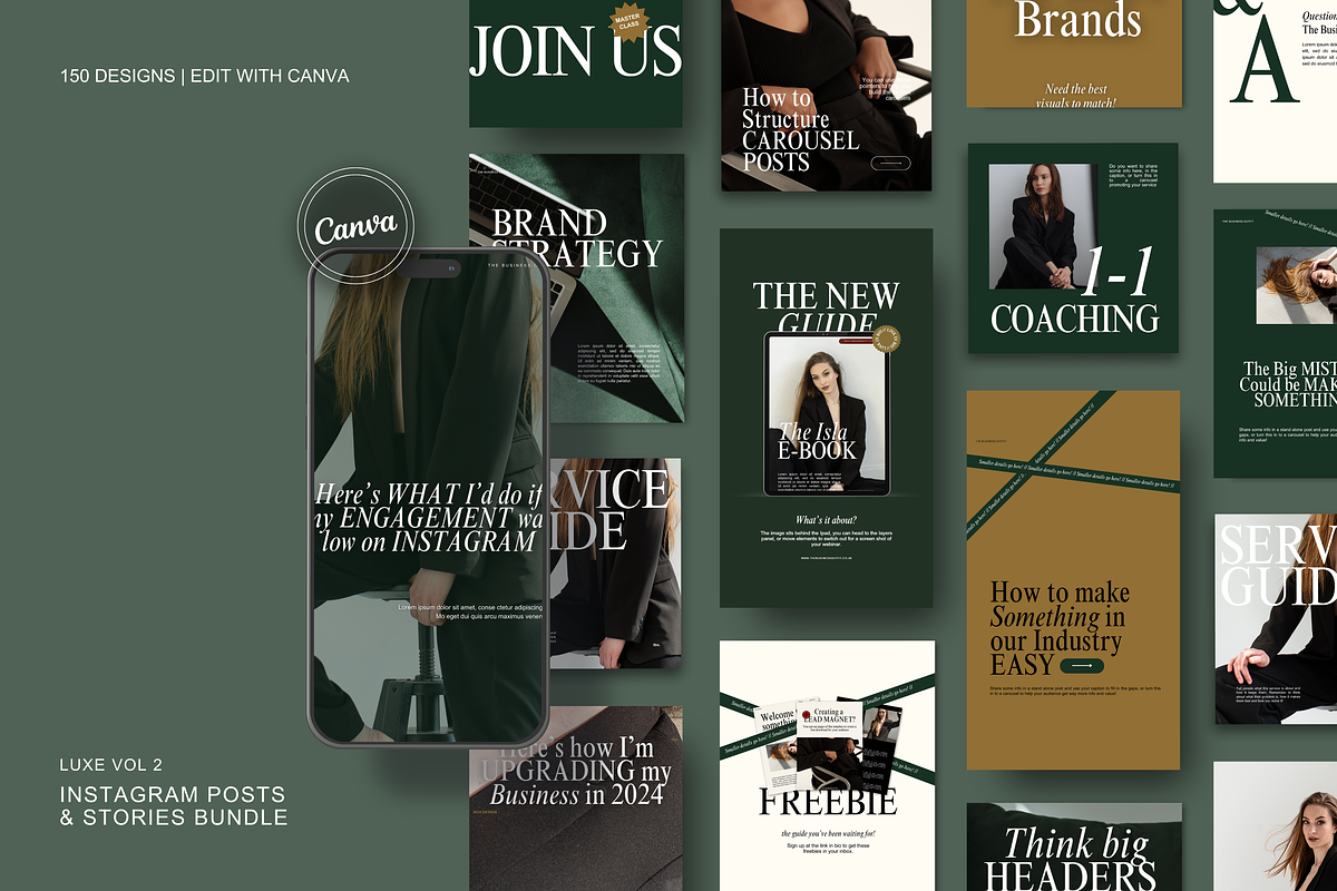 Canva Instagram Posts & Stories Luxe, a Social Media Template by thebusinessoutfit (Photo 1 of 23)
