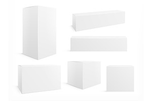 Packaging Box. White Boxes Pack, 3d