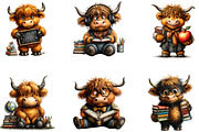 Back to School Highland Cow Clipart, an Animal Illustration by Designking (Thumbnail 3 of 5)