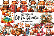 Cute Fox Sublimation Clipart, an Illustration by DreamArtGraphic (Thumbnail 1 of 5)