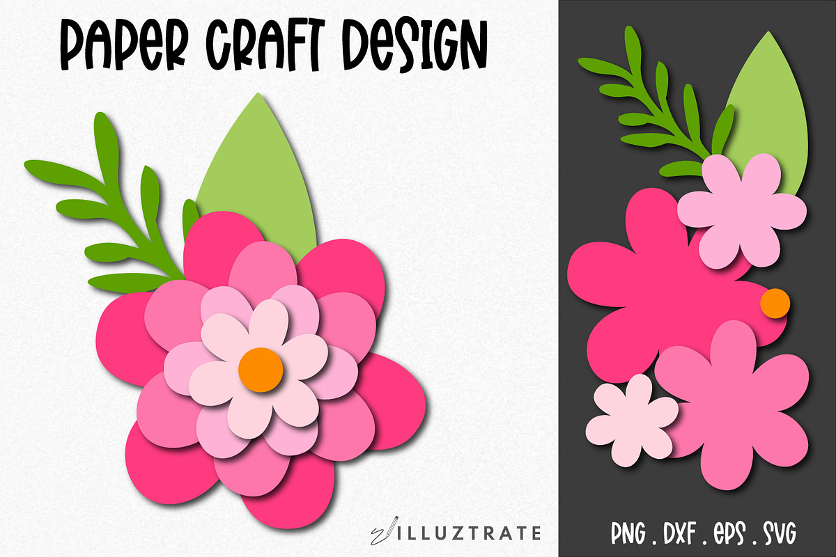 Paper Flower SVG Cut File Bundle, a Decorative Illustration by illuztrate (Photo 2 of 16)