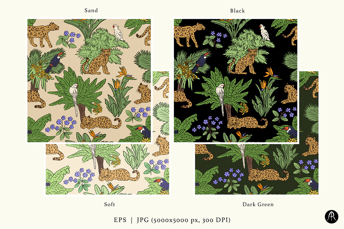 Jungle Wildlife Seamless Patterns, a Pattern Graphic by Rose Design (Photo 3 of 9)