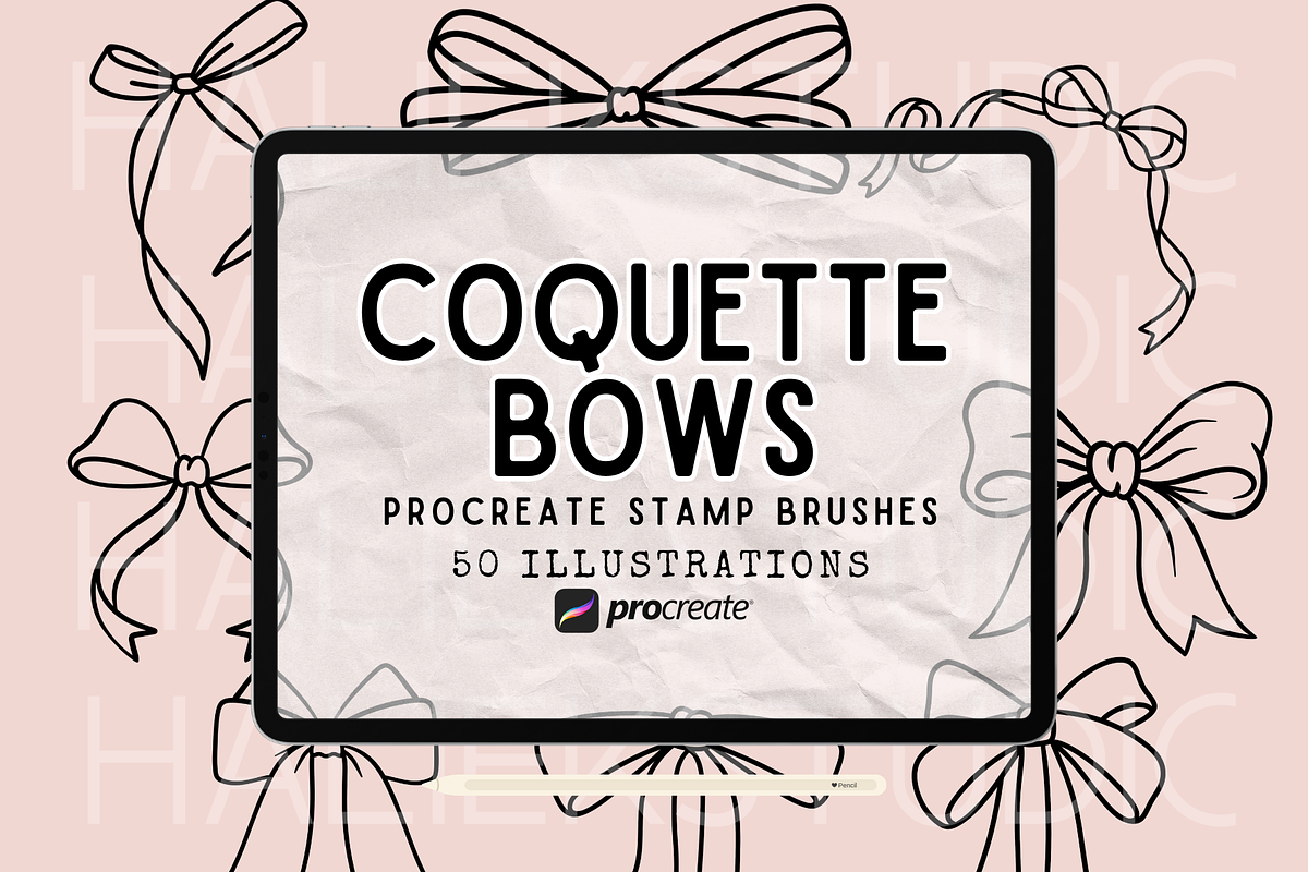 Coquette Bows Procreate Brush Set, a Brush Add-On by HalieKStudio (Photo 1 of 9)