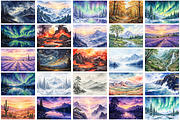 Watercolor Nature Landscape Bundle, a Wallpaper Graphic by Forhadx5 (Thumbnail 4 of 12)